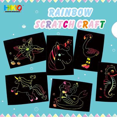 Rainbow Scratch Art Mermaid Unicorn Flamingo Craft Kit